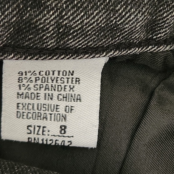 Oak & Poppy Faded Black Straight Leg Ankle Raw Hem Jeans Size 8 - Picture 5 of 9